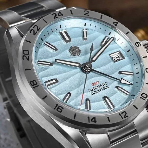 San Martin New 39mm Luxury Men’s Business Dress GMT Watch - Picture 5 of 9